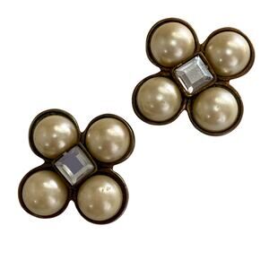 Vintage 50s Bluette Made in France Pearl & Rhinestone Shoe or Purse Clips Bridal